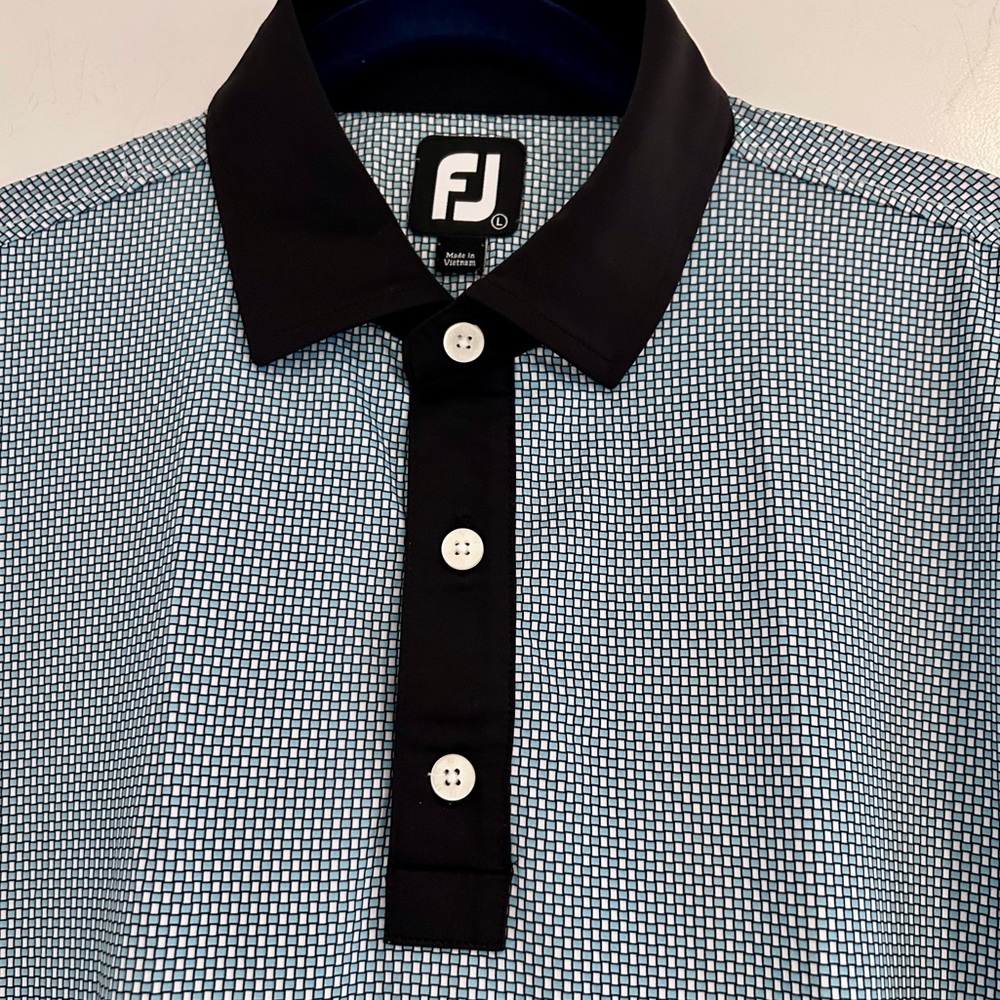 FootJoy Golf Shirt Polo Basketweave Pattern Troy Burne Golf Course Logo Large